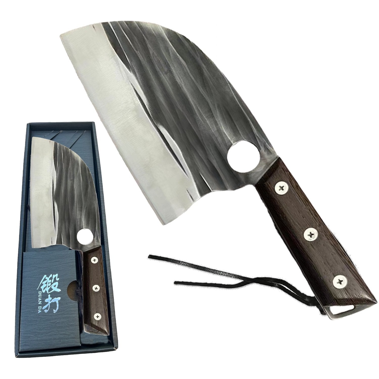 Day Zero Survival 12.5" Handmade Forged Butcher Knife – 1080 High Carbon Steel Cleaver with Pakka Wood Handle