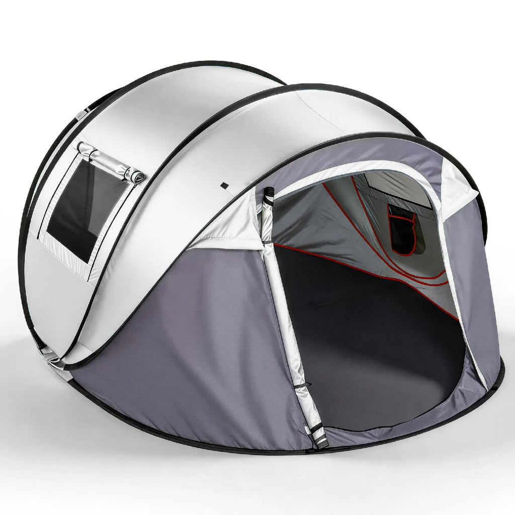 3–4 Person Instant Pop-Up Camping Tent with Front Awning