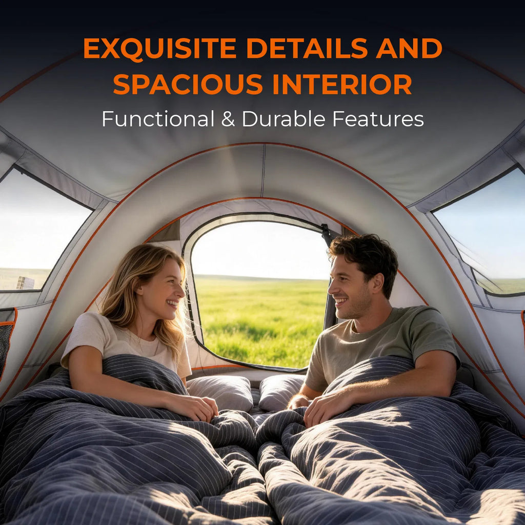 3–4 Person Instant Pop-Up Camping Tent with Front Awning
