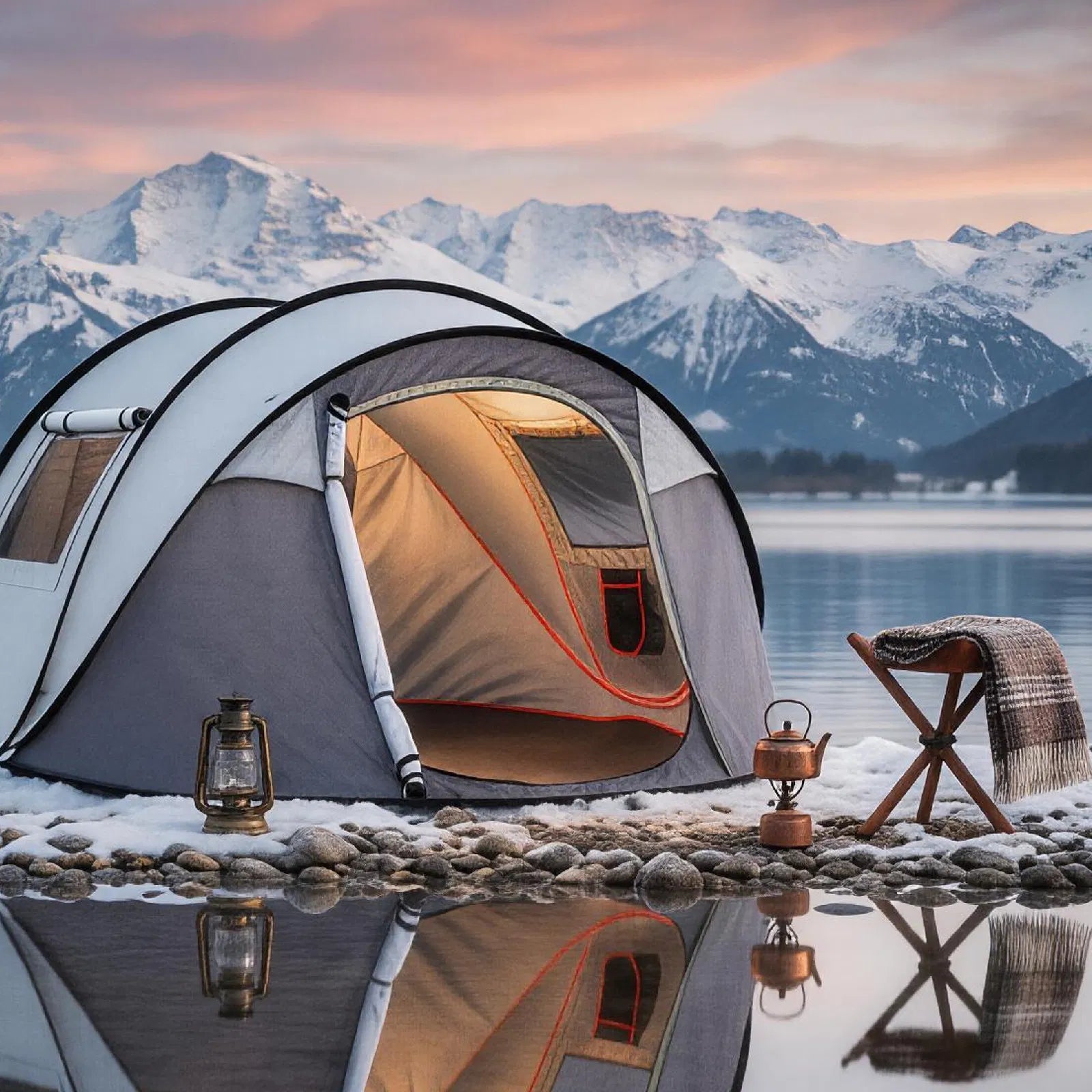 3–4 Person Instant Pop-Up Camping Tent with Front Awning