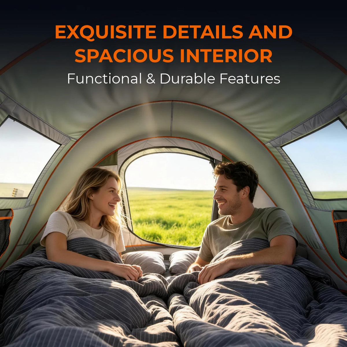 3–4 Person Instant Pop-Up Camping Tent with Front Awning