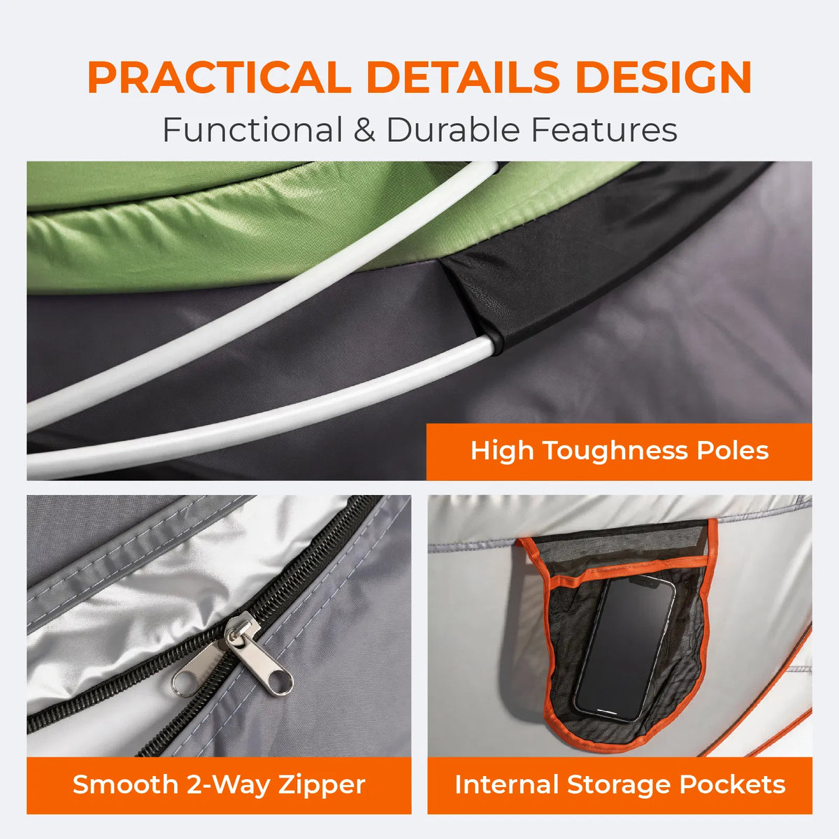 3–4 Person Instant Pop-Up Camping Tent with Front Awning