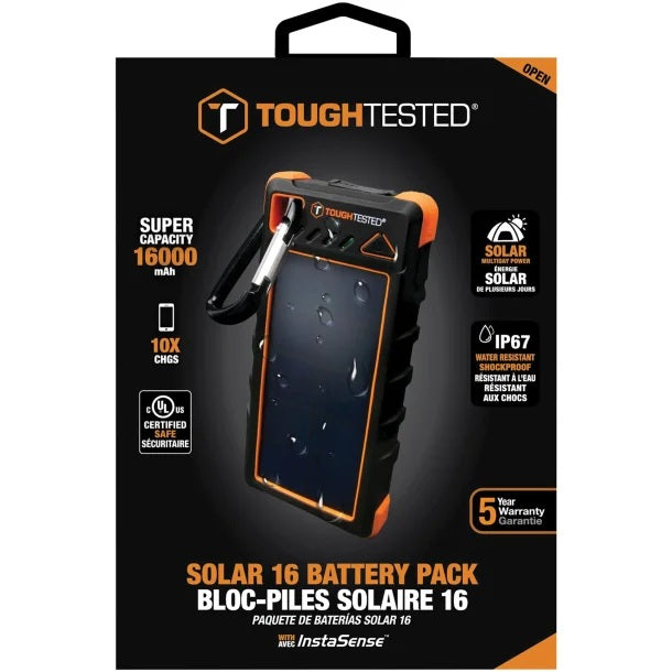 ToughTested 16,000mAh Solar Power Bank with Qi Wireless Charging
