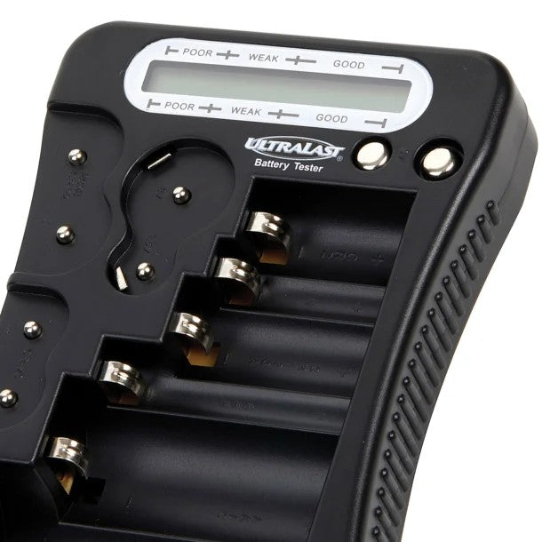 Ultralast ULMULTITEST Universal Battery Tester – LCD Battery Strength Tester for AA, AAA, C, D, 9V & Photo Batteries