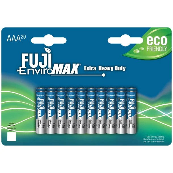FUJI ENVIROMAX 3400BP EnviroMax AAA Extra Heavy-Duty Carbon Zinc Batteries – 1.5V (Available in 4 Pack & 20 Pack)