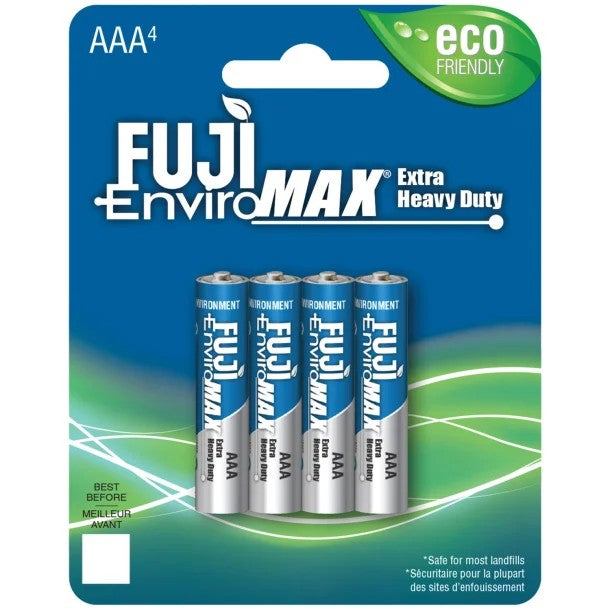 FUJI ENVIROMAX 3400BP EnviroMax AAA Extra Heavy-Duty Carbon Zinc Batteries – 1.5V (Available in 4 Pack & 20 Pack)