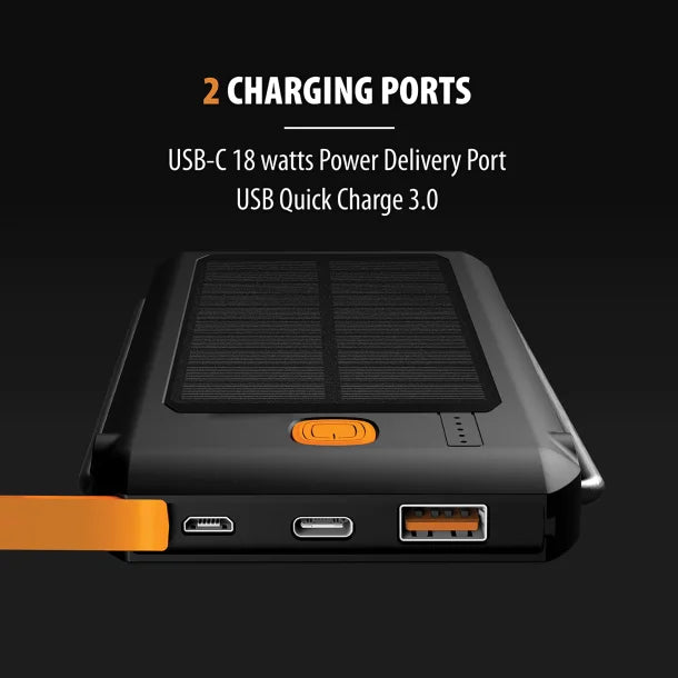 ToughTested 10,000mAh Solar Power Bank & 550-Lumen LED Light