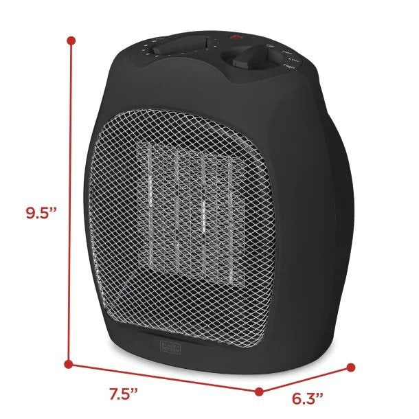 BLACK+DECKER™ 1,500-Watt-Max Desktop Ceramic Heater with Fan Setting (Black)