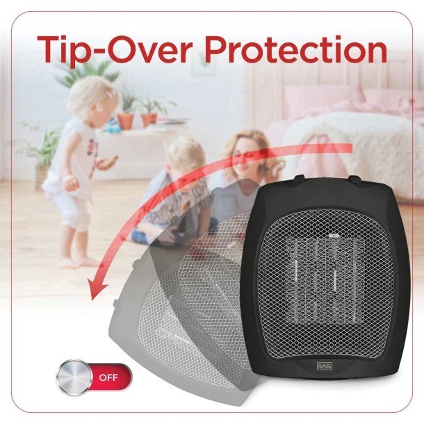 BLACK+DECKER™ 1,500-Watt-Max Desktop Ceramic Heater with Fan Setting (Black)