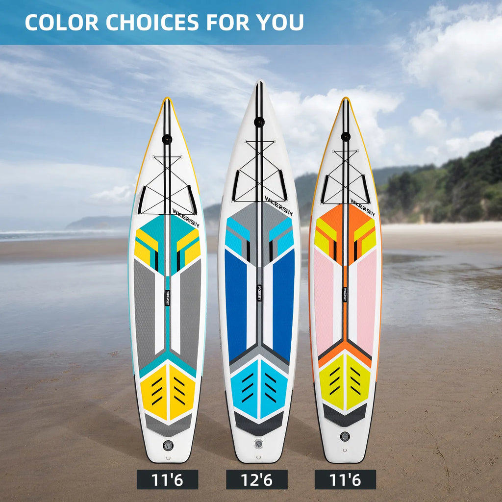 Wkersiy Touring Inflatable Paddle Board SUP – 11'6" / 12'6" with Paddle, Backpack, Pump & Leash