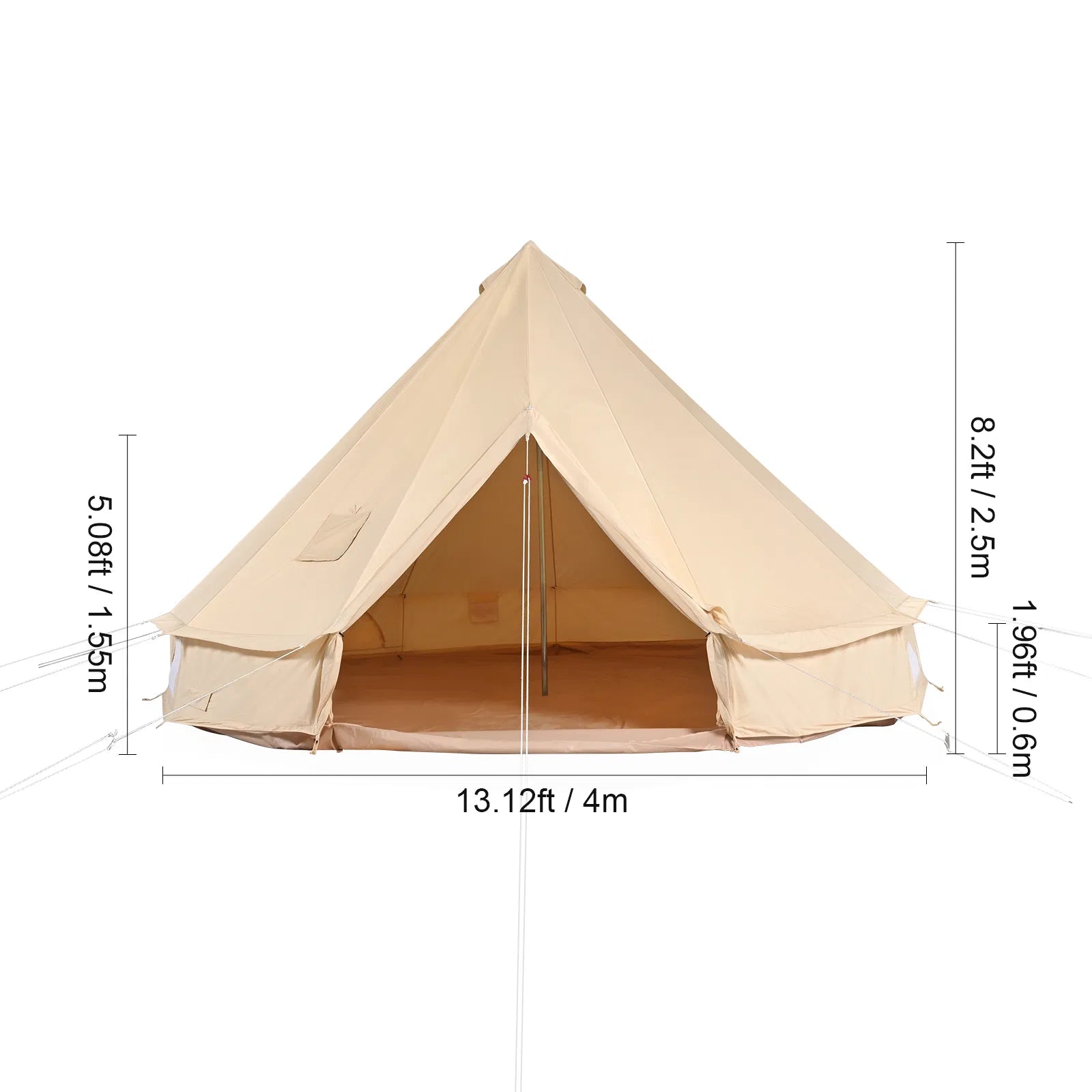 VEVOR Canvas Bell Tent, Waterproof with Stove Jack & Detachable Wall