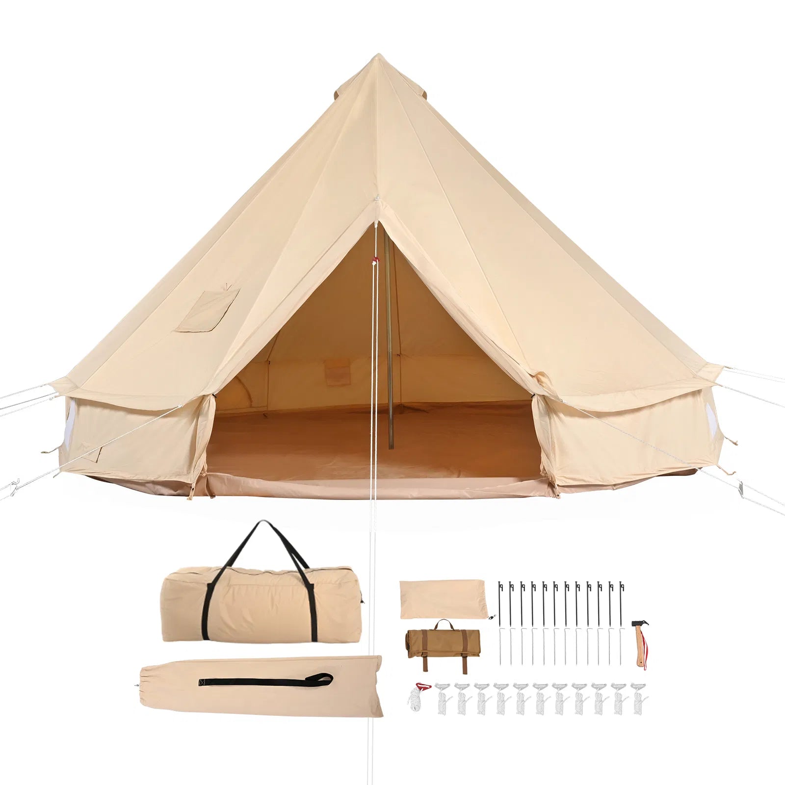 VEVOR Canvas Bell Tent, Waterproof with Stove Jack & Detachable Wall
