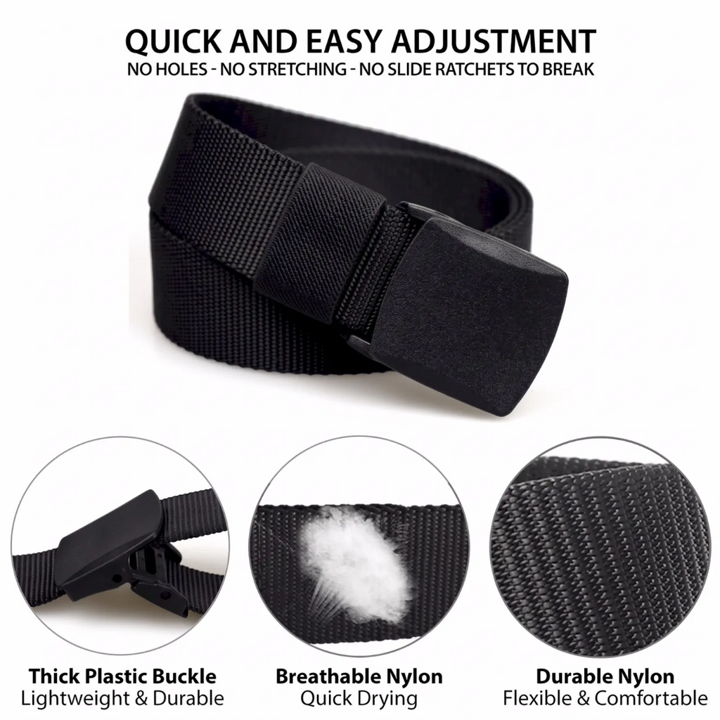 EcoGear Adjustable 800D Nylon Webbing Belt with Quick-Release Buckle