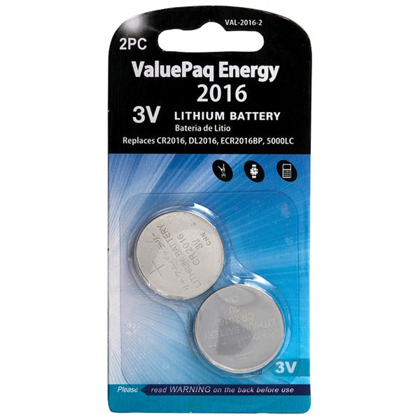Dantona VAL-2016 ValuePaq Energy CR2016 3V Lithium Coin Cell Batteries – Available in 2 Pack & 5 Pack