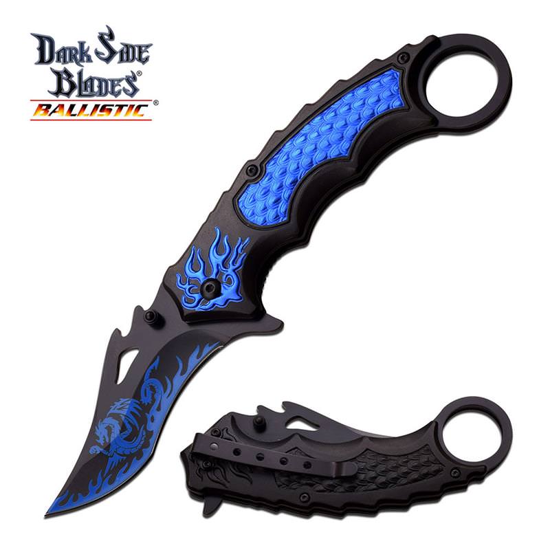 Dragon Flame Tactical Karambit Spring Assist Folding Knife - 2 Color Selection