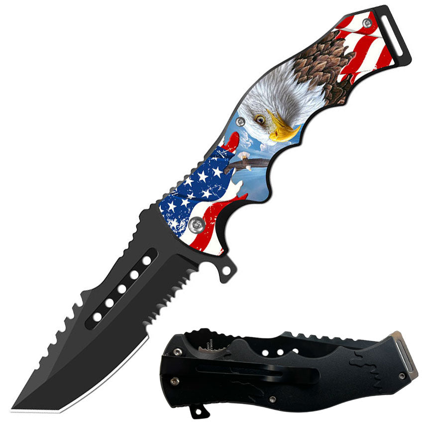 Day Zero Survival 8.5" CSGO-Inspired Spring Assisted Folding Pocket Knife – Multiple Wildlife & Patriotic Designs
