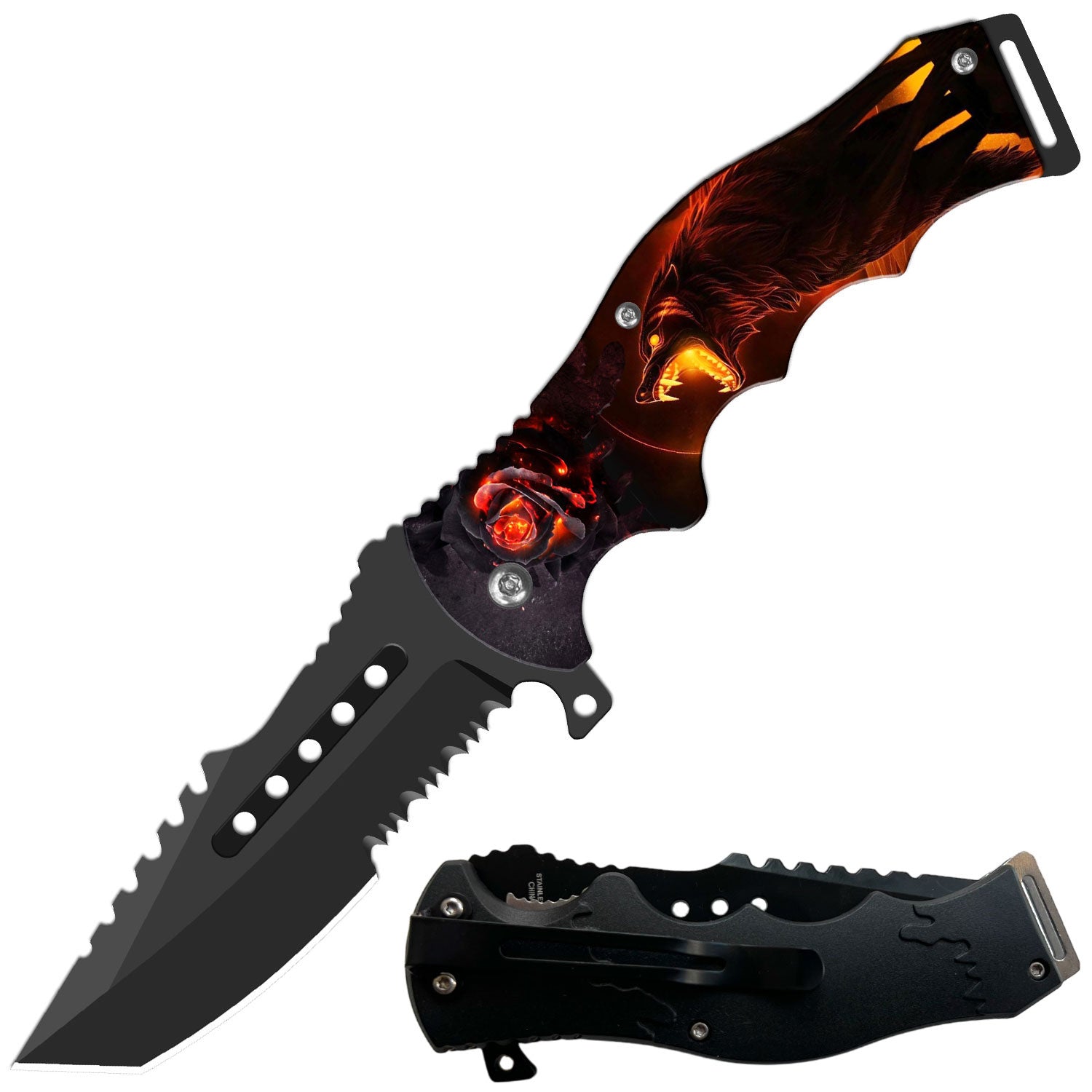 Day Zero Survival 8.5" CSGO-Inspired Spring Assisted Folding Pocket Knife – Multiple Wildlife & Patriotic Designs