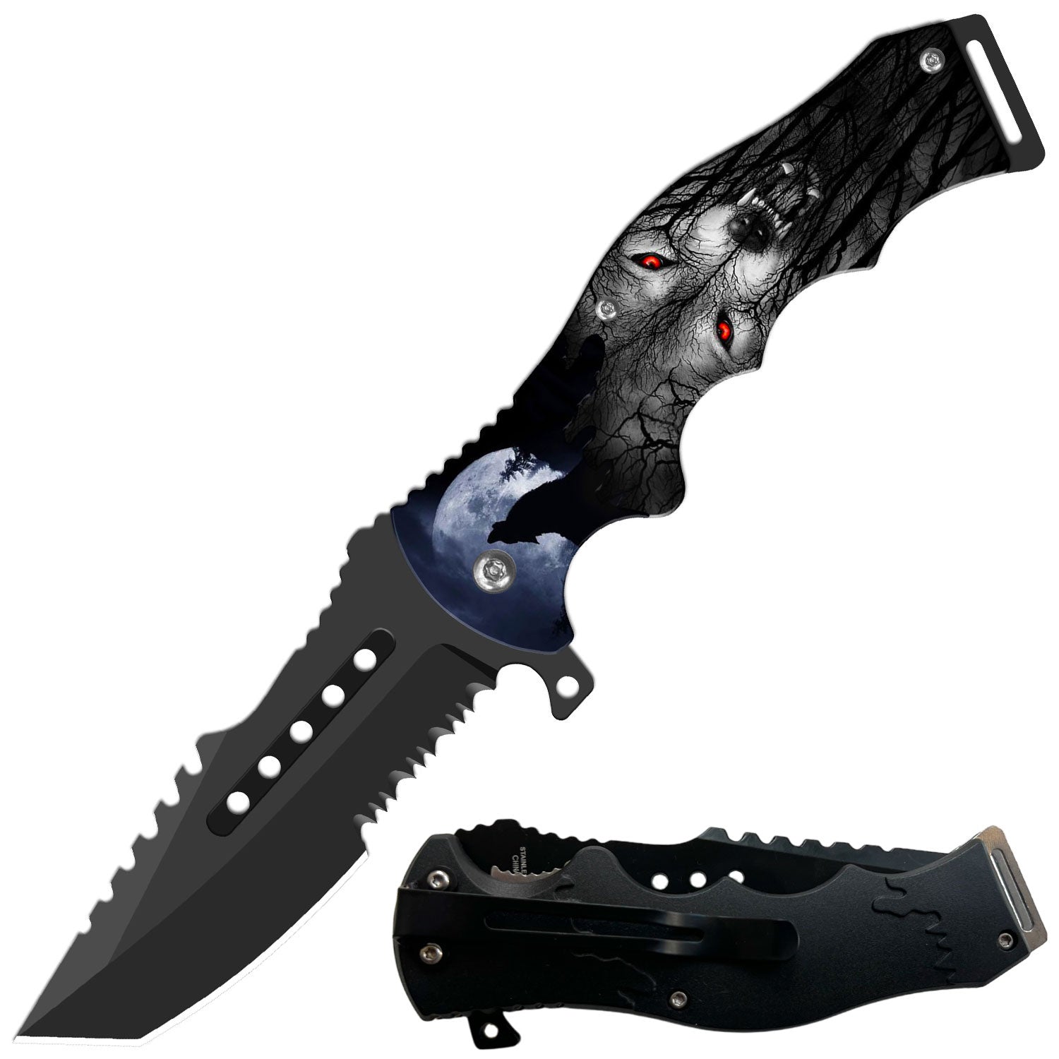 Day Zero Survival 8.5" CSGO-Inspired Spring Assisted Folding Pocket Knife – Multiple Wildlife & Patriotic Designs