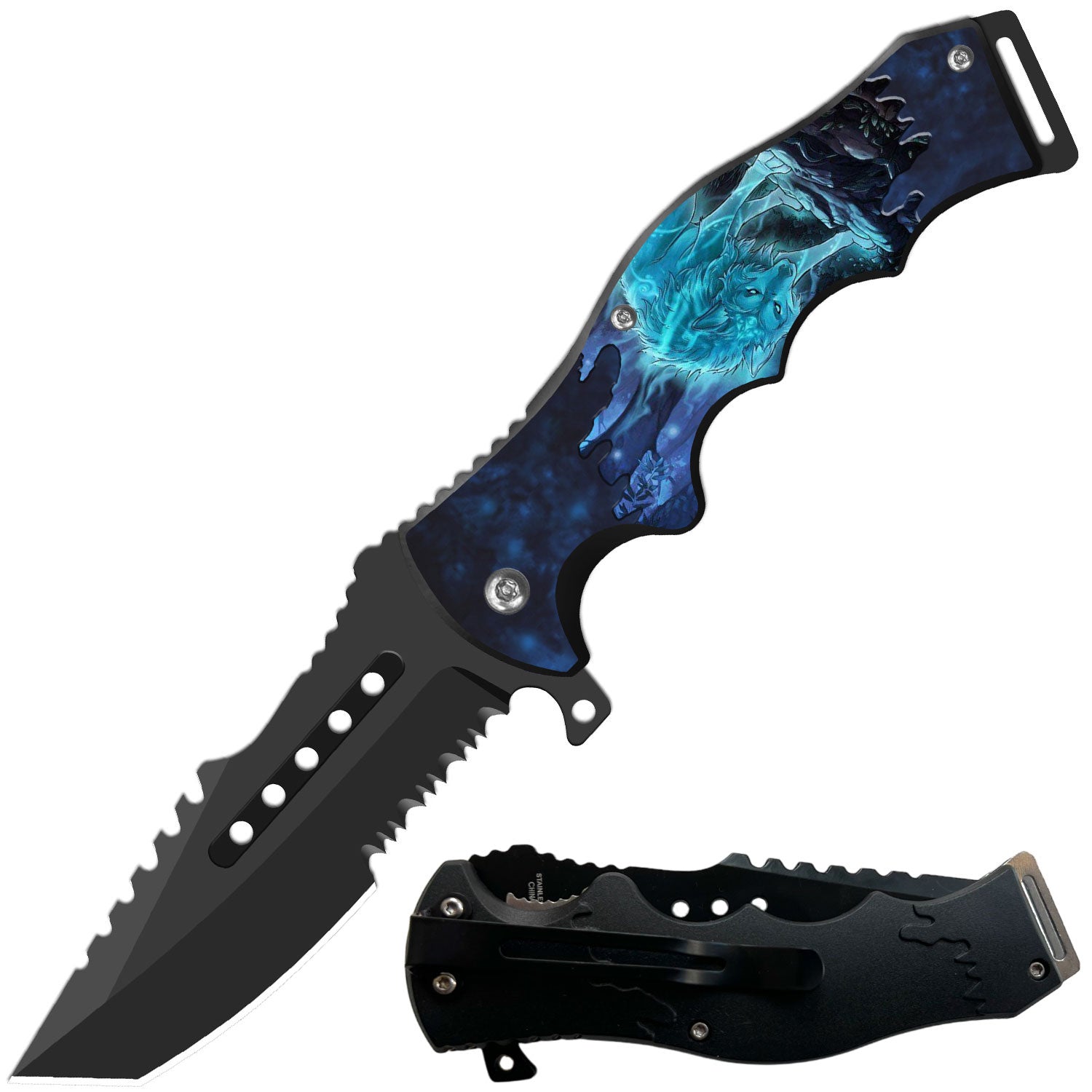 Day Zero Survival 8.5" CSGO-Inspired Spring Assisted Folding Pocket Knife – Multiple Wildlife & Patriotic Designs