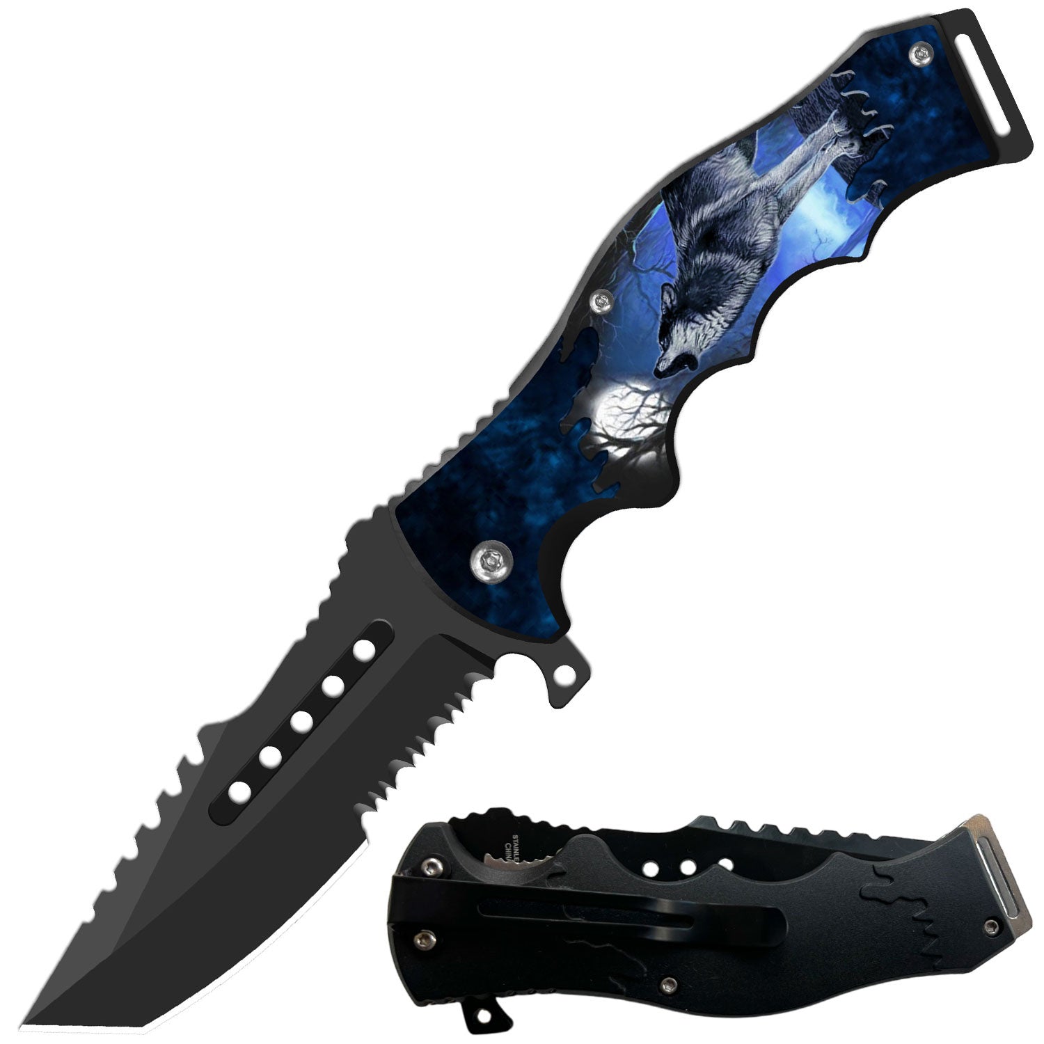 Day Zero Survival 8.5" CSGO-Inspired Spring Assisted Folding Pocket Knife – Multiple Wildlife & Patriotic Designs