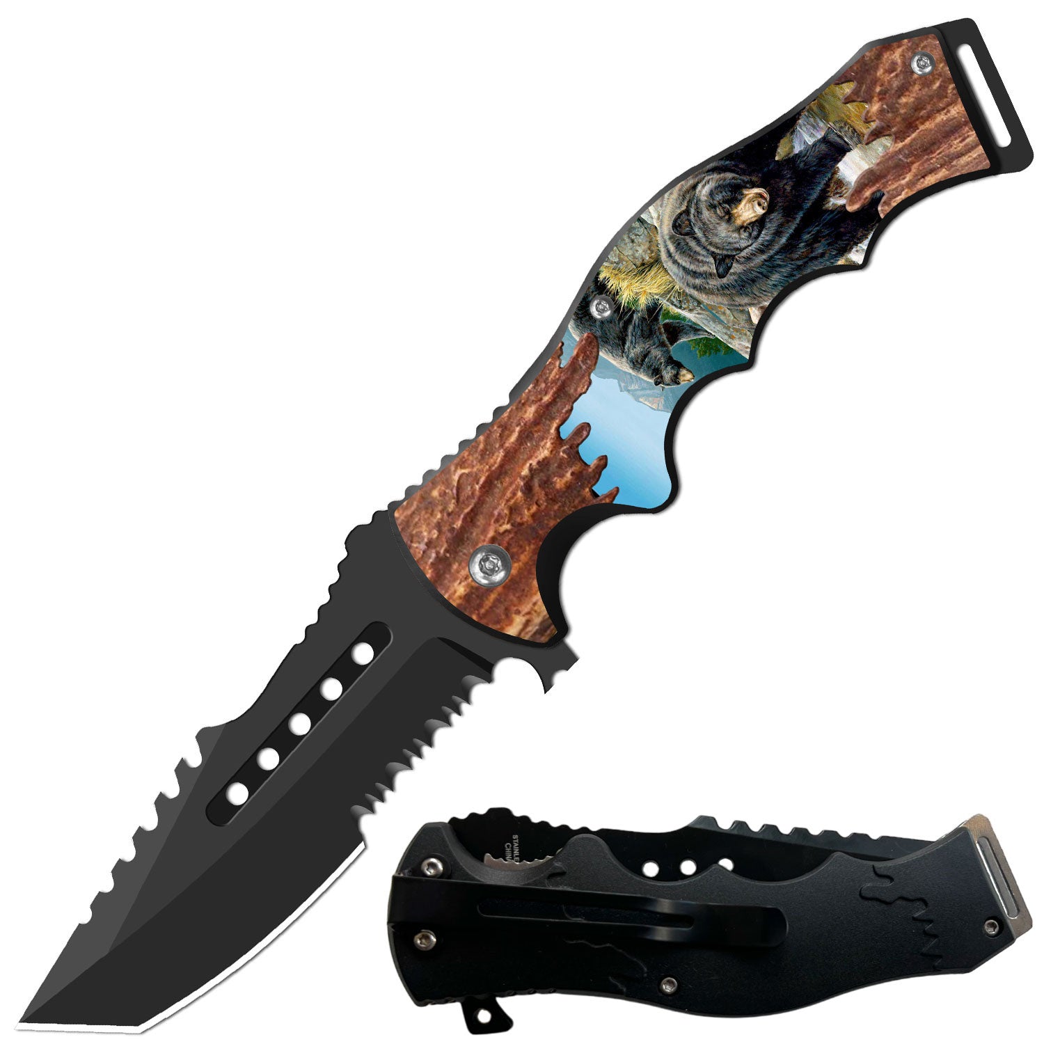 Day Zero Survival 8.5" CSGO-Inspired Spring Assisted Folding Pocket Knife – Multiple Wildlife & Patriotic Designs