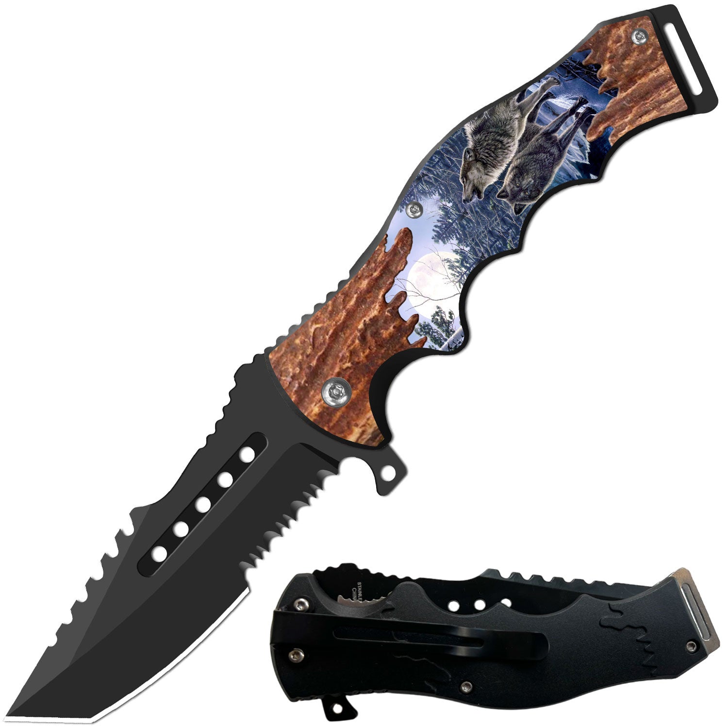 Day Zero Survival 8.5" CSGO-Inspired Spring Assisted Folding Pocket Knife – Multiple Wildlife & Patriotic Designs