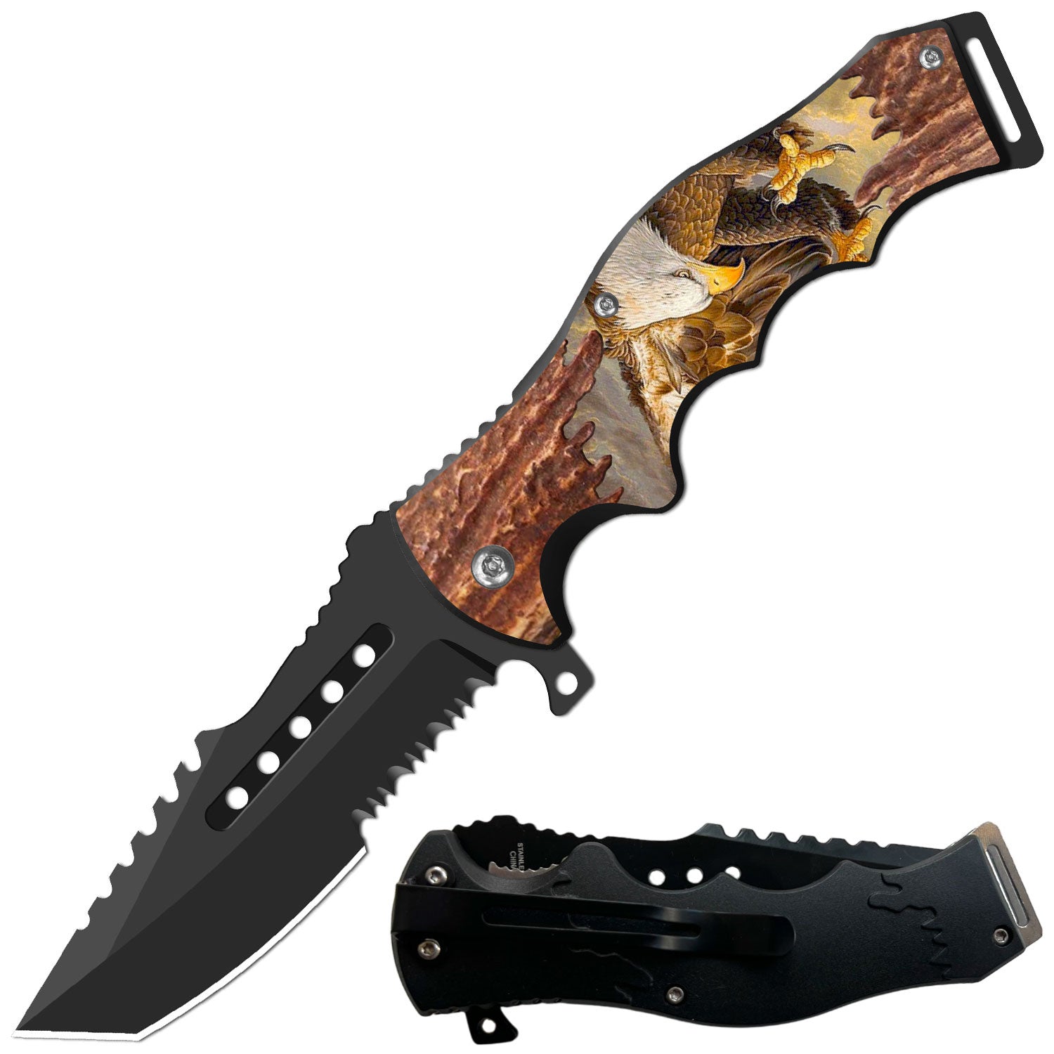 Day Zero Survival 8.5" CSGO-Inspired Spring Assisted Folding Pocket Knife – Multiple Wildlife & Patriotic Designs