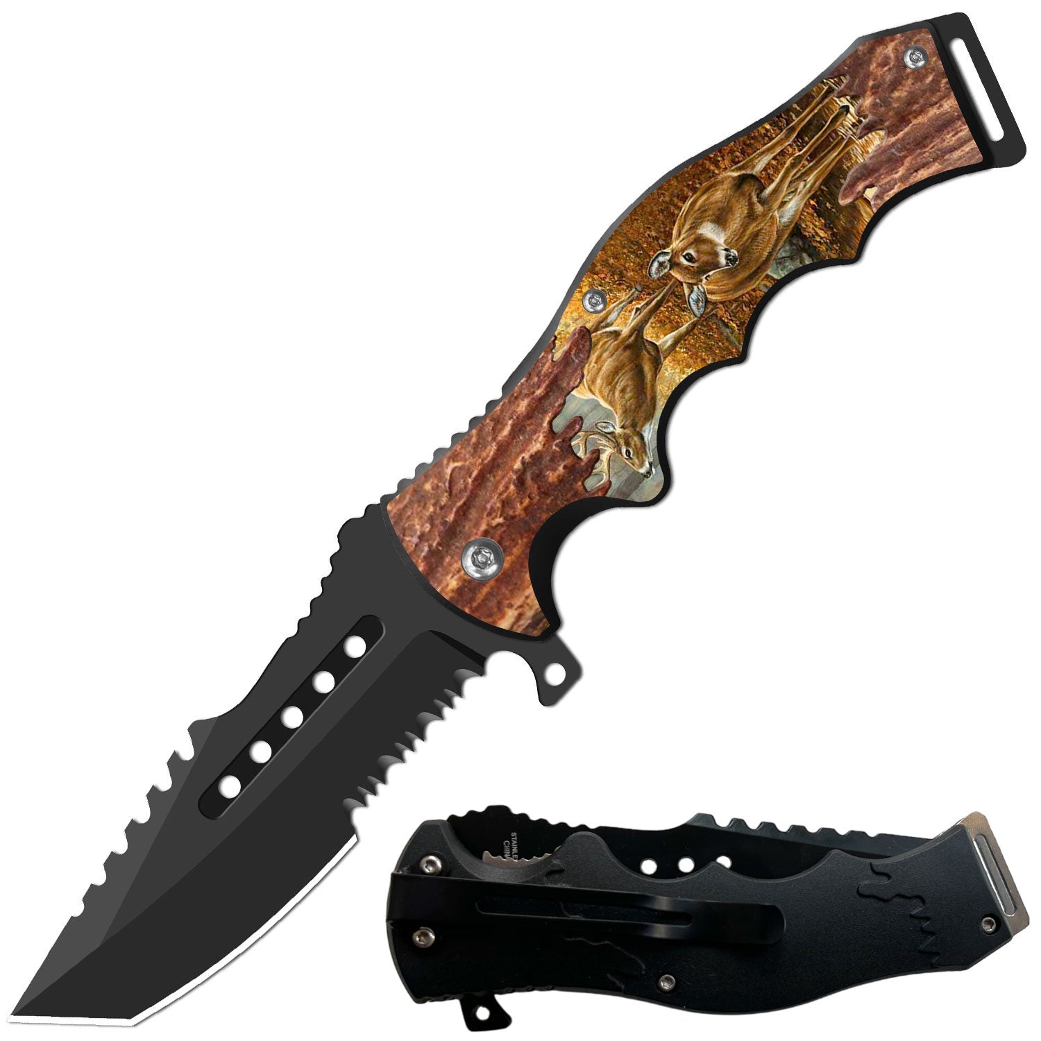 Day Zero Survival 8.5" CSGO-Inspired Spring Assisted Folding Pocket Knife – Multiple Wildlife & Patriotic Designs