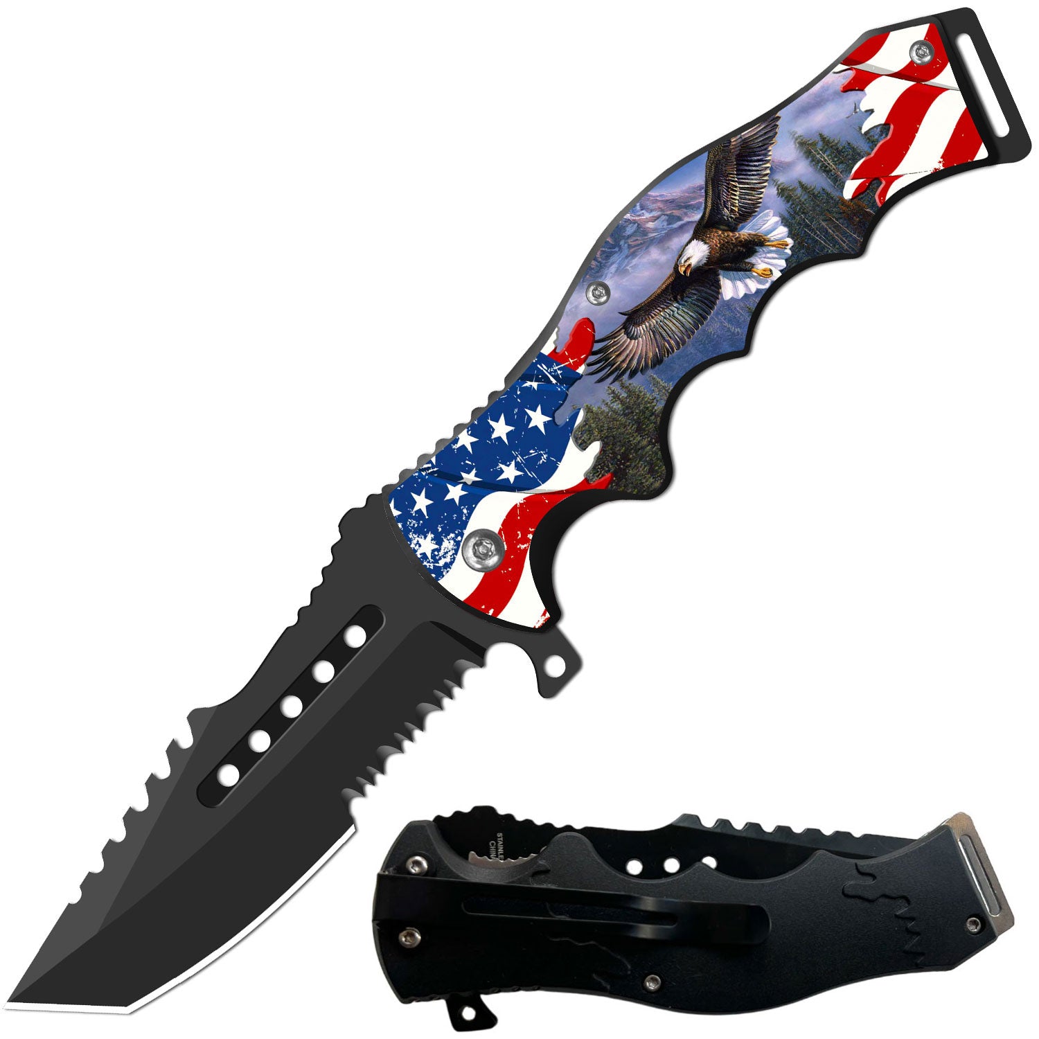 Day Zero Survival 8.5" CSGO-Inspired Spring Assisted Folding Pocket Knife – Multiple Wildlife & Patriotic Designs
