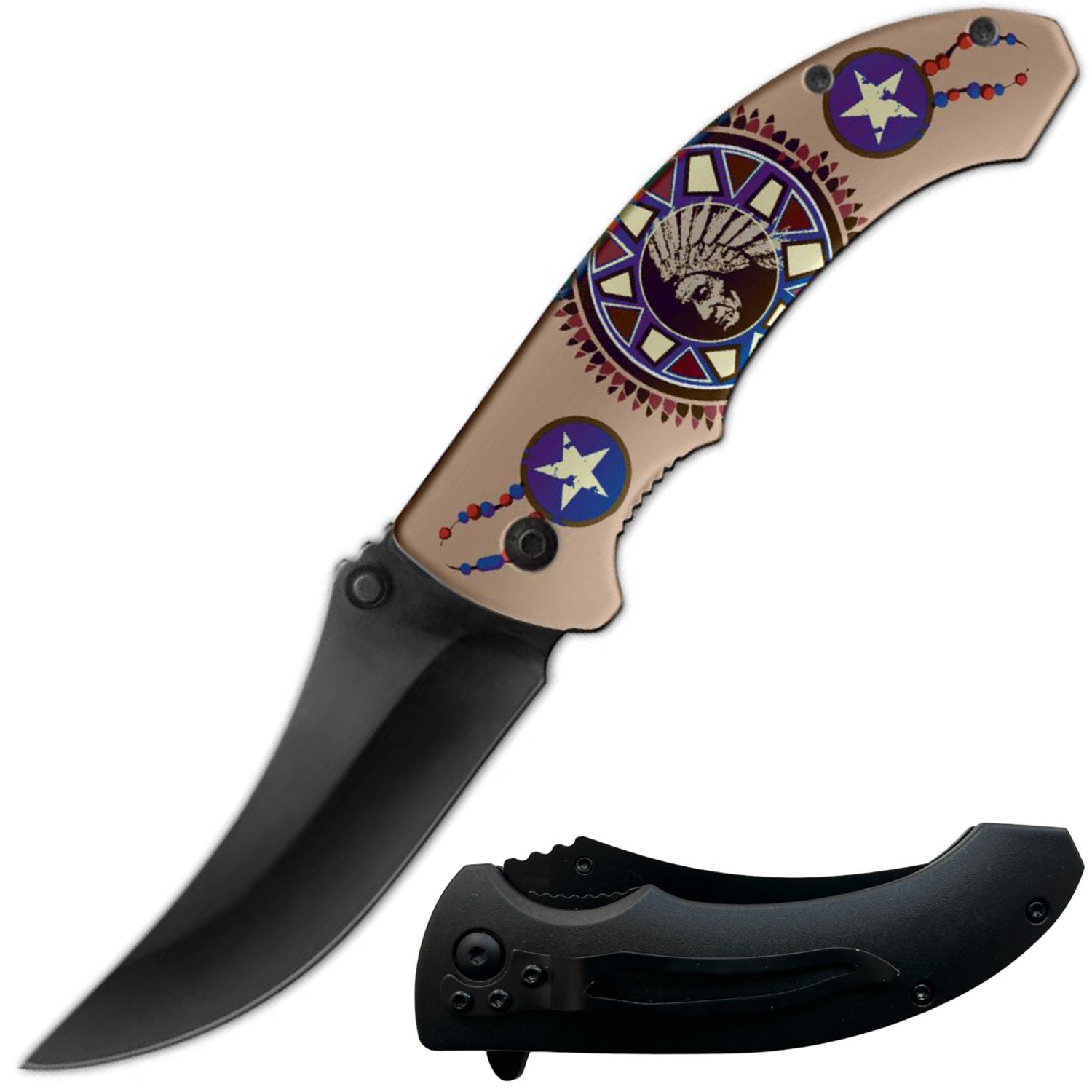 Day Zero Survival 8" Spring Assisted Folding Pocket Knife – Multiple 3D Printed Handle Designs