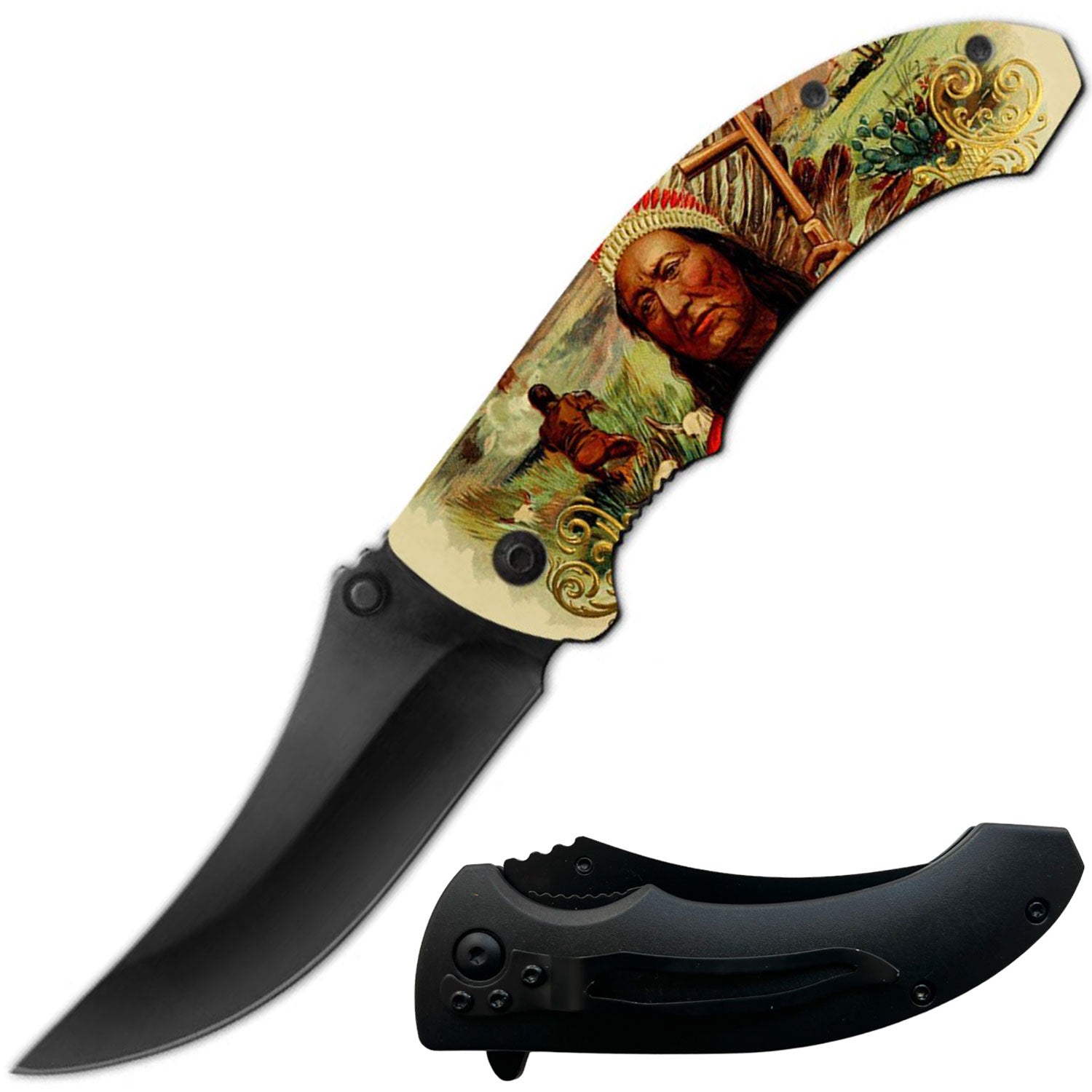 Day Zero Survival 8" Spring Assisted Folding Pocket Knife – Multiple 3D Printed Handle Designs