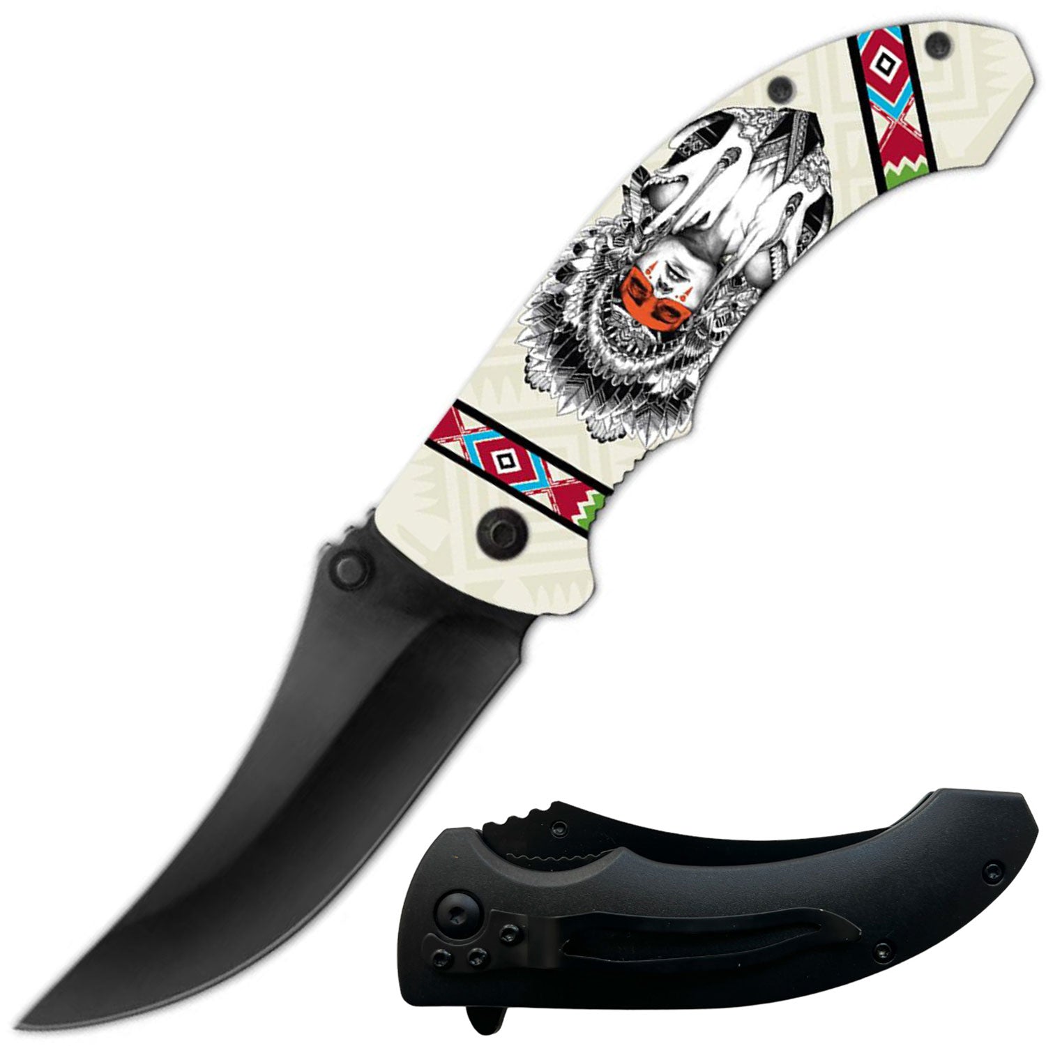 Day Zero Survival 8" Spring Assisted Folding Pocket Knife – Multiple 3D Printed Handle Designs