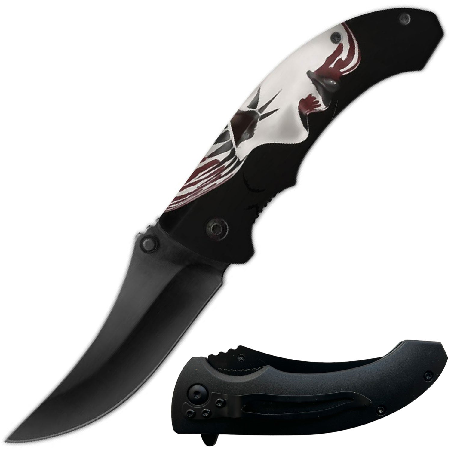 Day Zero Survival 8" Spring Assisted Folding Pocket Knife – Multiple 3D Printed Handle Designs