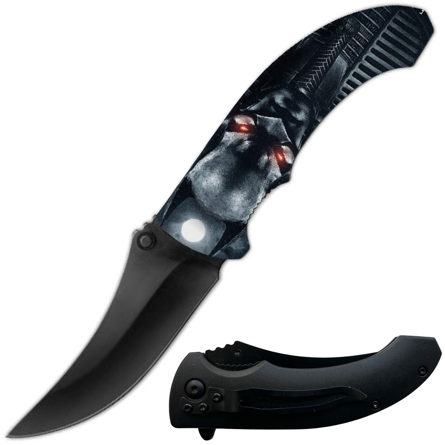 Day Zero Survival 8" Spring Assisted Folding Pocket Knife – Multiple 3D Printed Handle Designs
