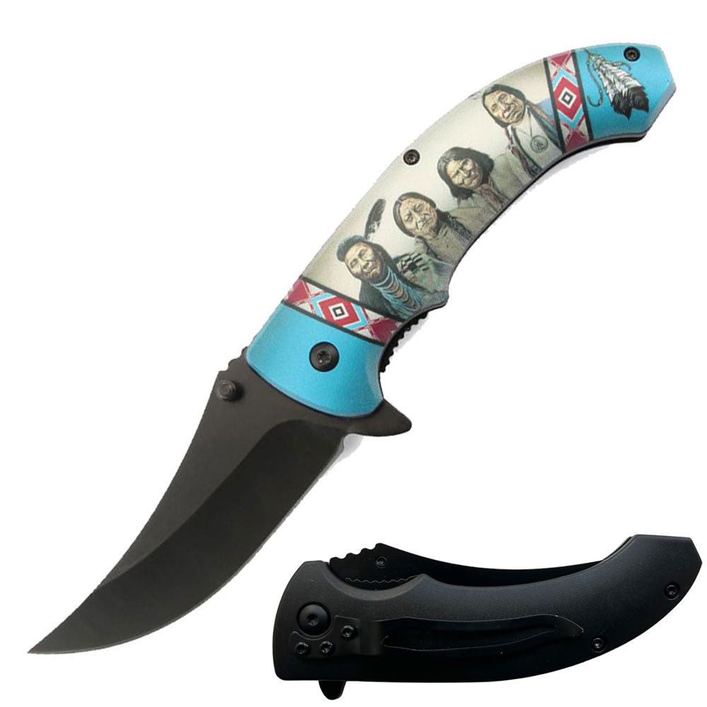 Day Zero Survival 8" Spring Assisted Folding Pocket Knife – Multiple 3D Printed Handle Designs