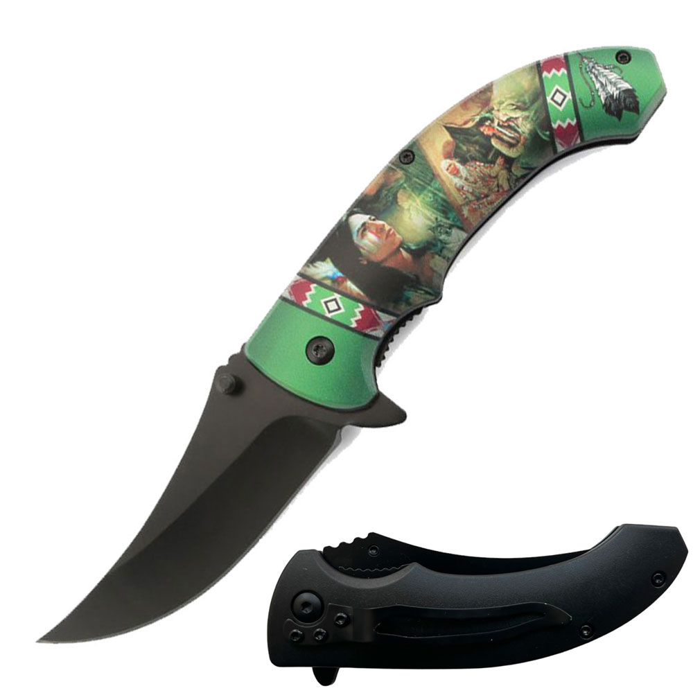 Day Zero Survival 8" Spring Assisted Folding Pocket Knife – Multiple 3D Printed Handle Designs
