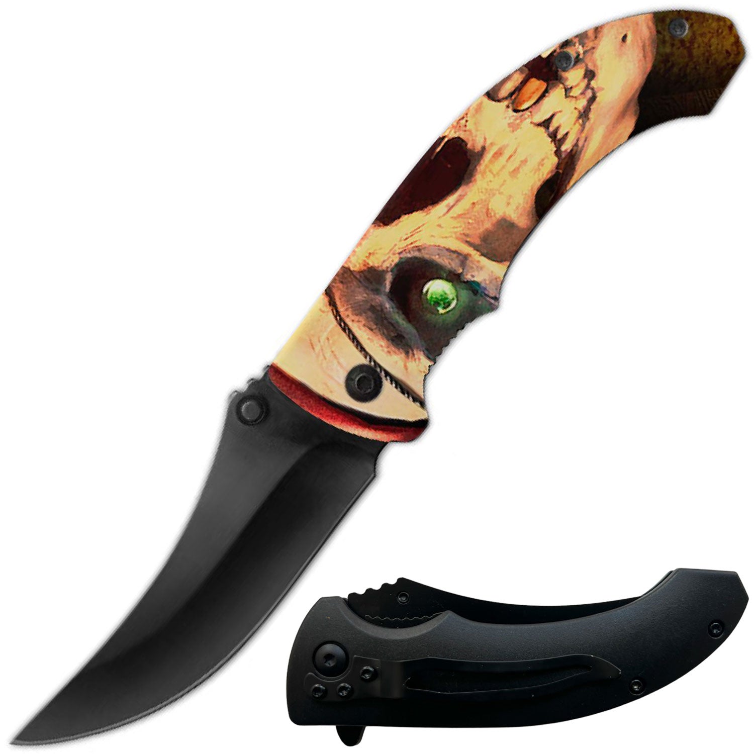 Day Zero Survival 8" Spring Assisted Folding Pocket Knife – Multiple 3D Printed Handle Designs