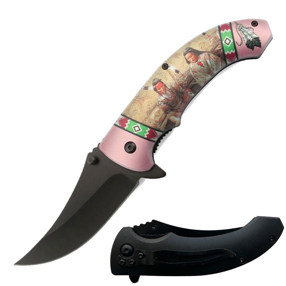 Day Zero Survival 8" Spring Assisted Folding Pocket Knife – Multiple 3D Printed Handle Designs