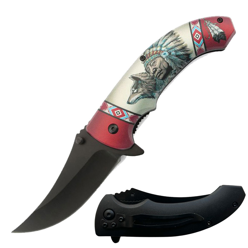 Day Zero Survival 8" Spring Assisted Folding Pocket Knife – Multiple 3D Printed Handle Designs