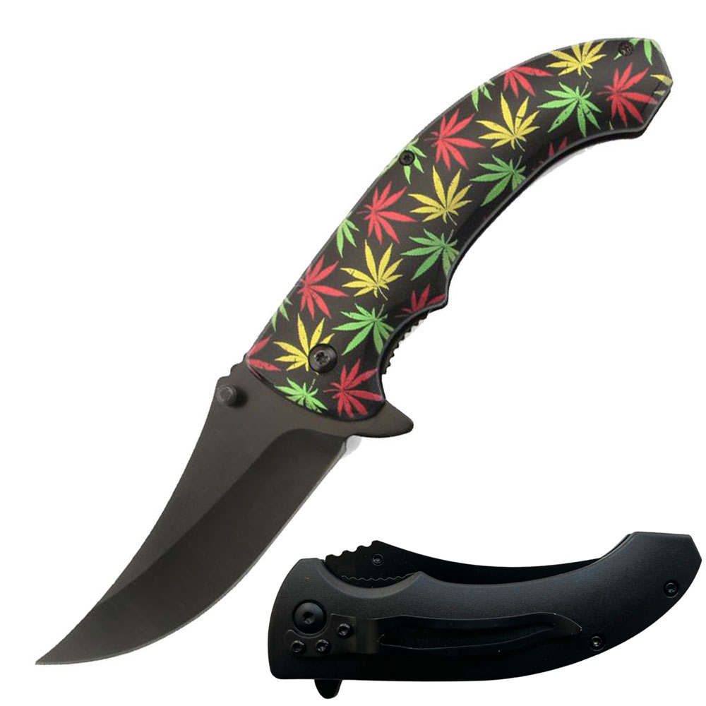Day Zero Survival 8" Spring Assisted Folding Pocket Knife – Multiple 3D Printed Handle Designs