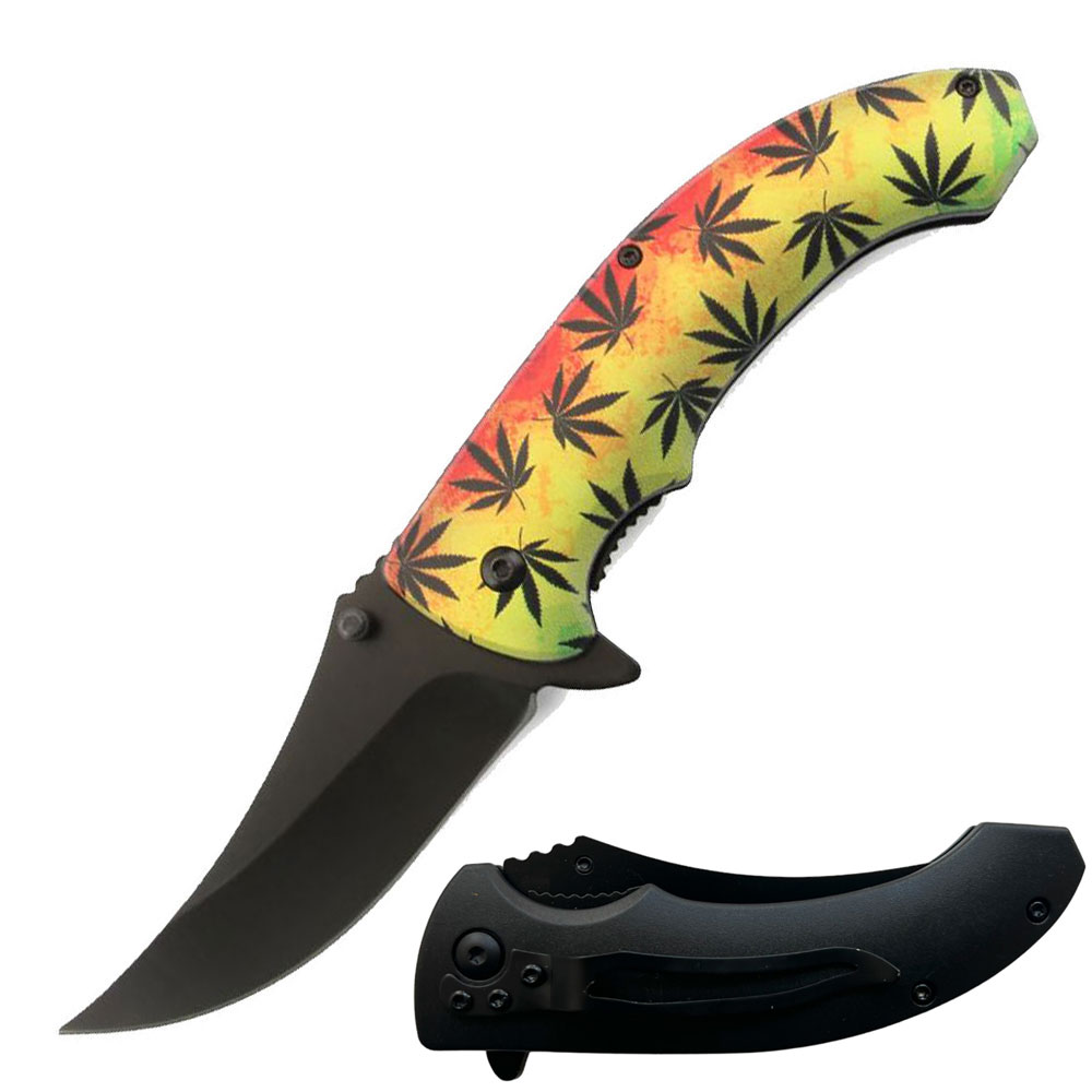 Day Zero Survival 8" Spring Assisted Folding Pocket Knife – Multiple 3D Printed Handle Designs