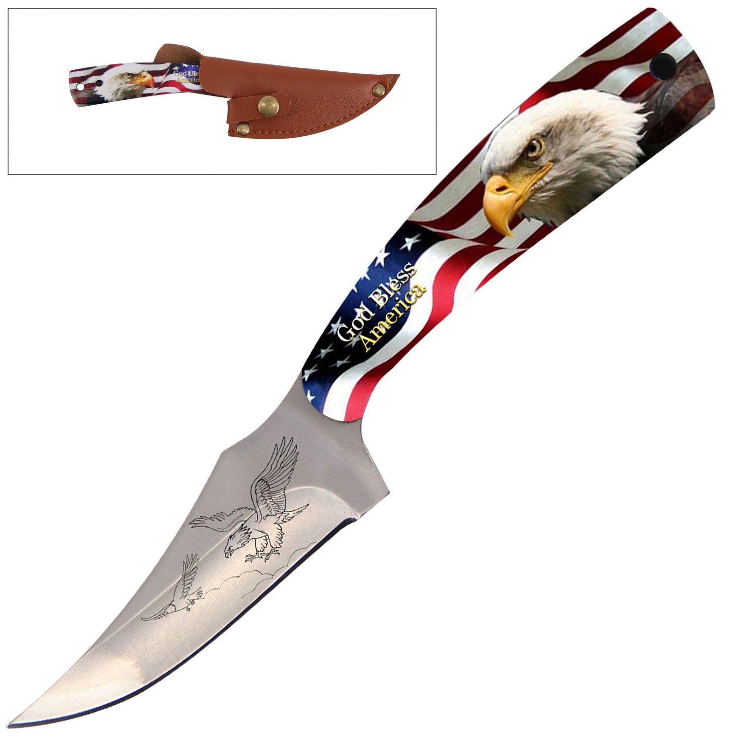 7" Full Tang Fixed Blade Knife - For Hunting, Skinning - Multiple Design Selection