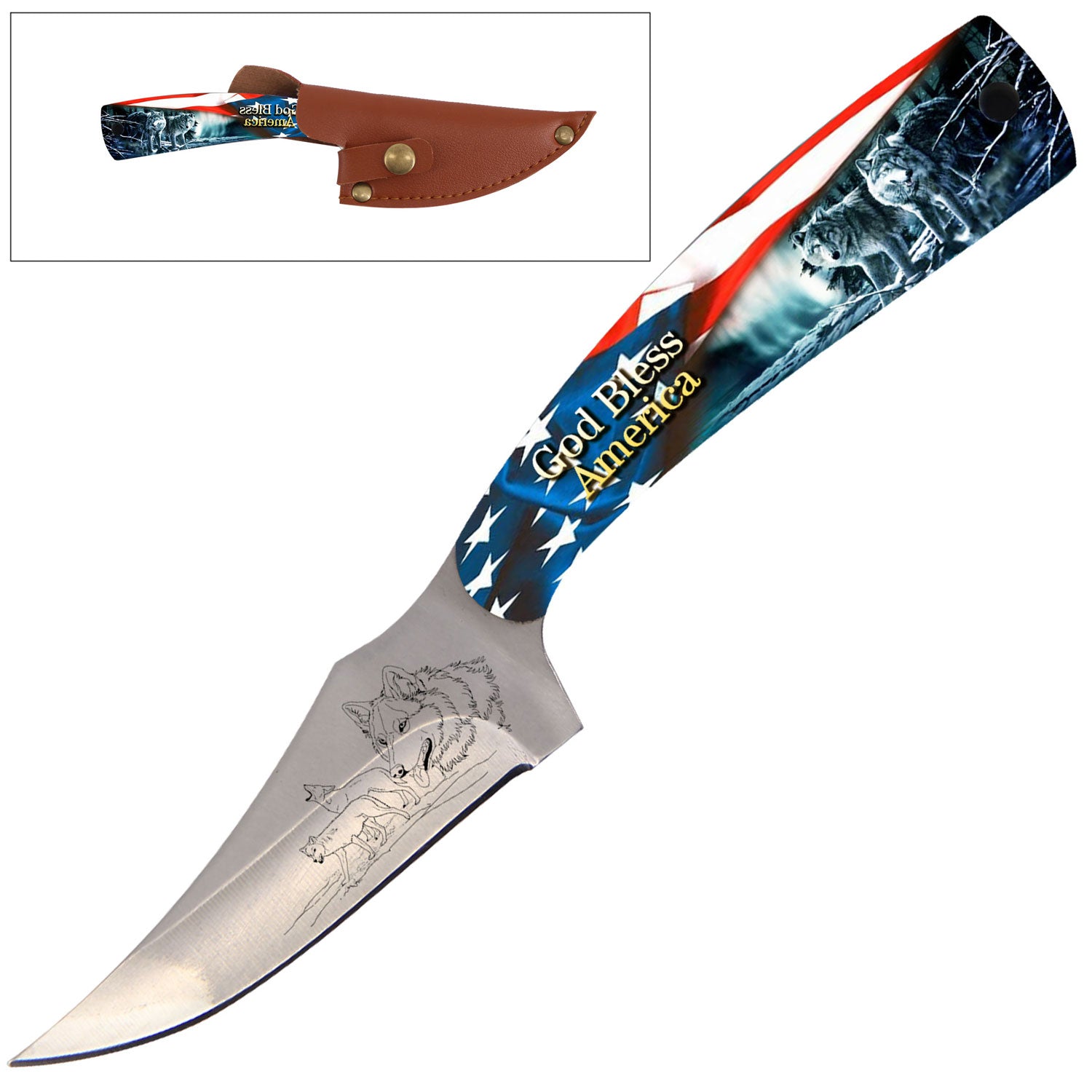 7" Full Tang Fixed Blade Knife - For Hunting, Skinning - Multiple Design Selection