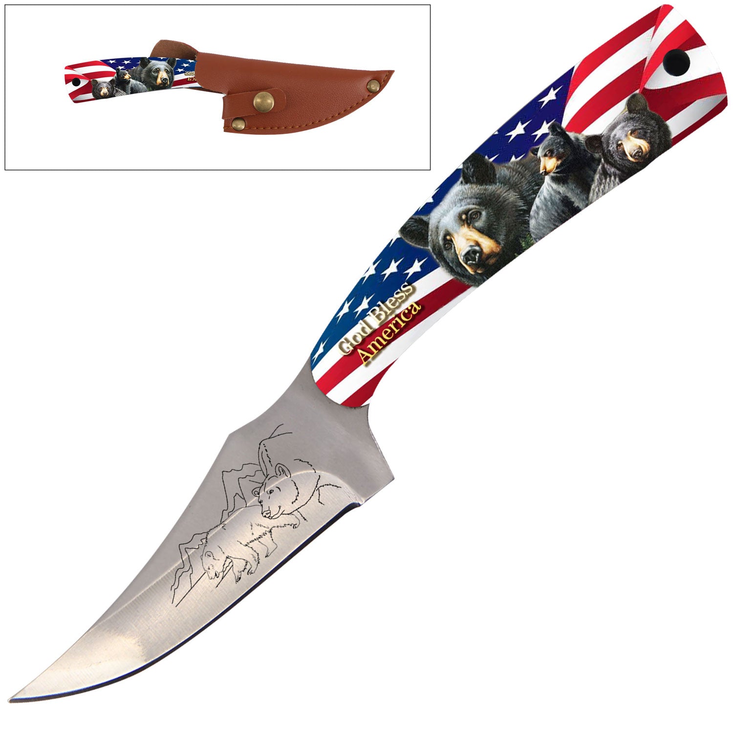 7" Full Tang Fixed Blade Knife - For Hunting, Skinning - Multiple Design Selection
