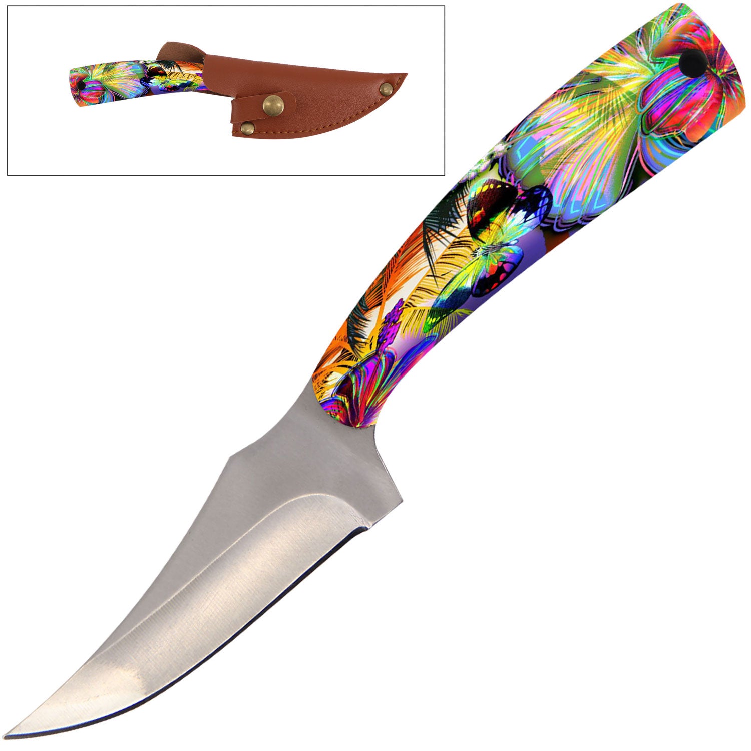 7" Full Tang Fixed Blade Knife - For Hunting, Skinning - Multiple Design Selection