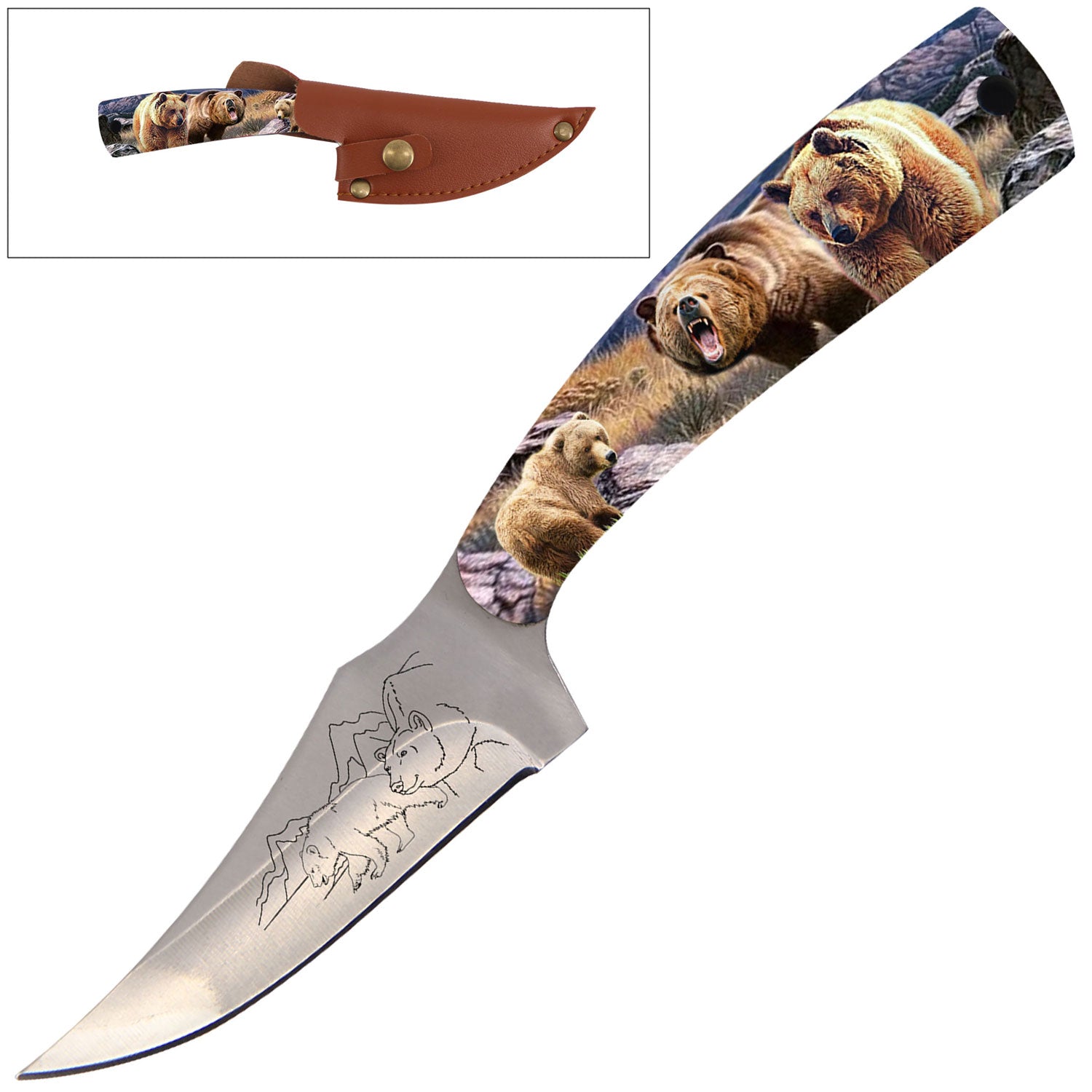 7" Full Tang Fixed Blade Knife - For Hunting, Skinning - Multiple Design Selection