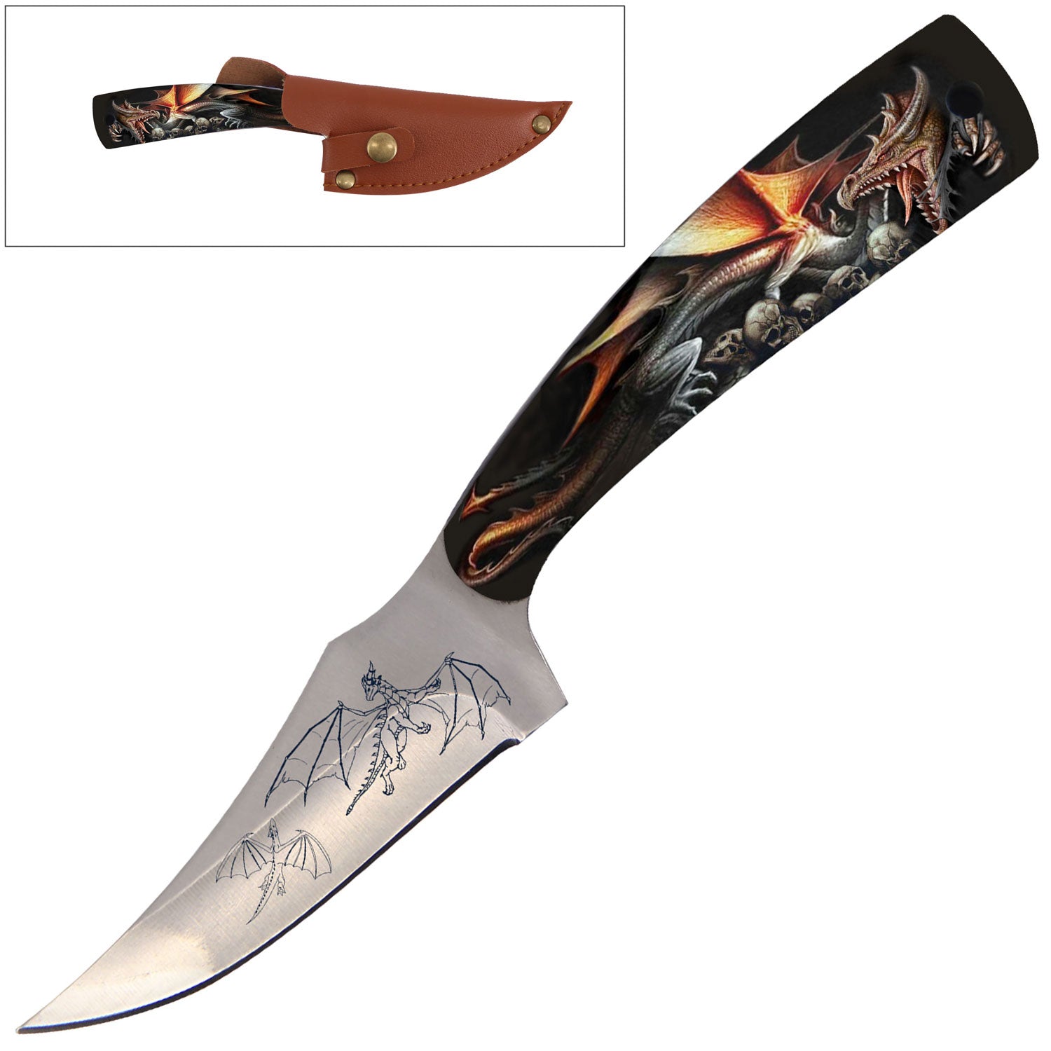 7" Full Tang Fixed Blade Knife - For Hunting, Skinning - Multiple Design Selection