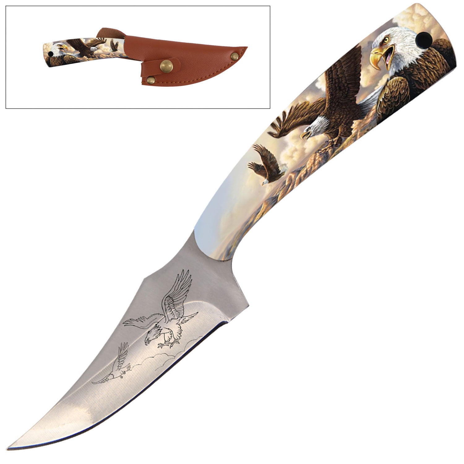 7" Full Tang Fixed Blade Knife - For Hunting, Skinning - Multiple Design Selection