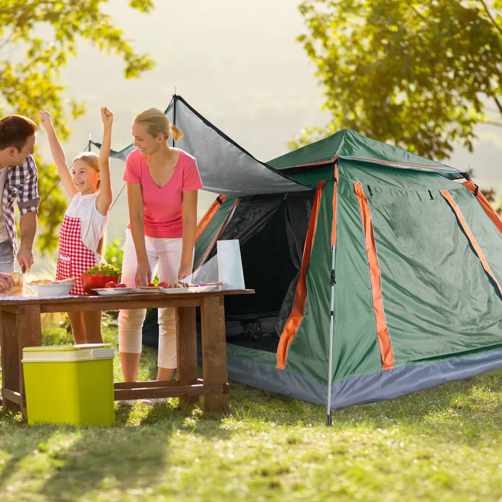4-5 Person Waterproof Camping Tent with Mosquito Net Windows & Carry Bag, Blue