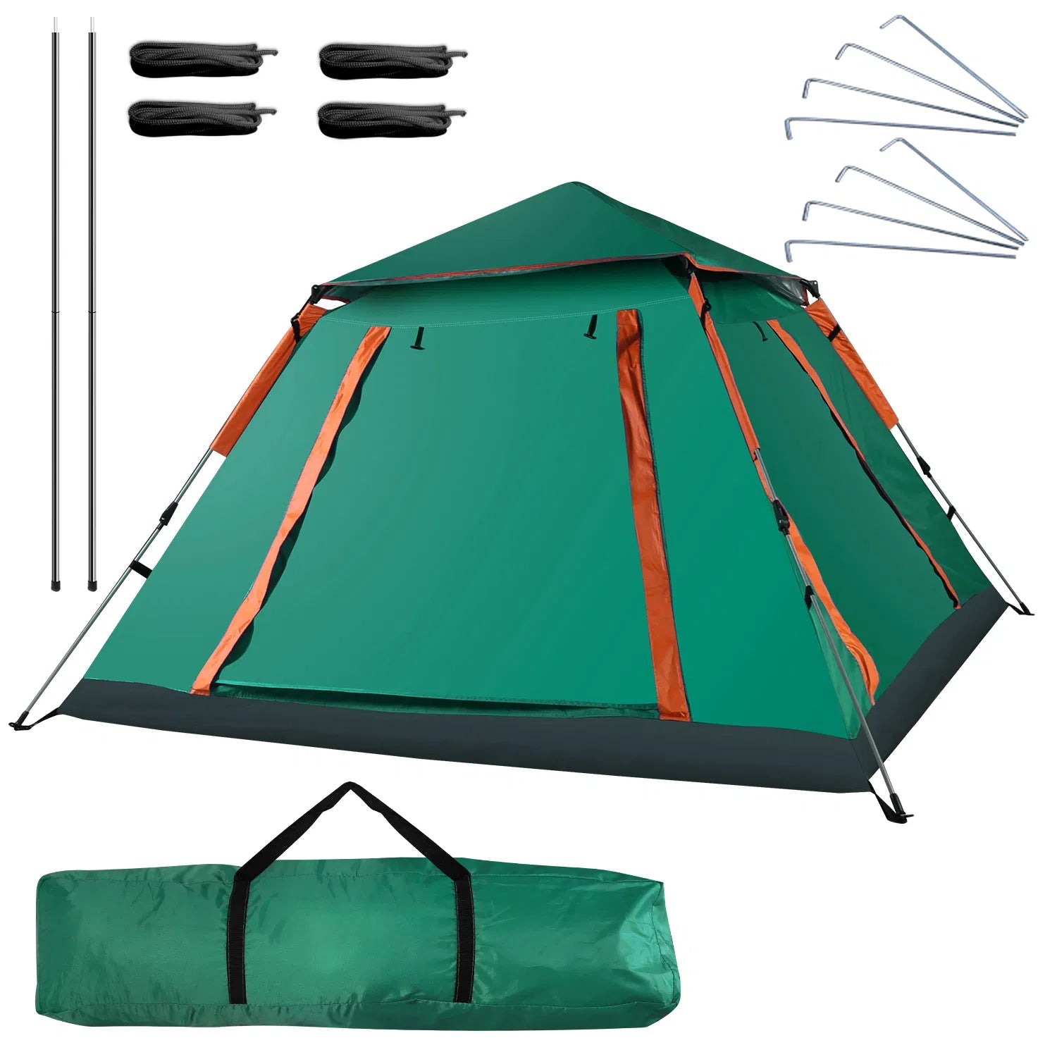 4-5 Person Waterproof Camping Tent with Mosquito Net Windows & Carry Bag, Blue